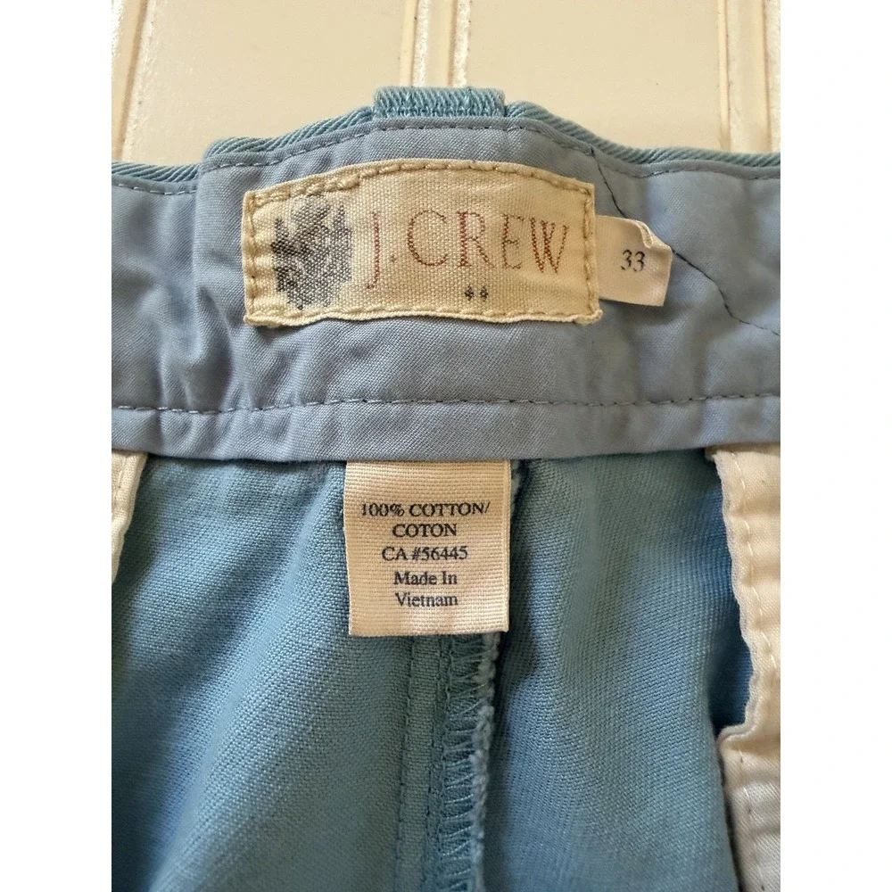 J. Crew Mens Chino Shorts Size 33 Blue Flat Front Cotton Preppy Golf Casual